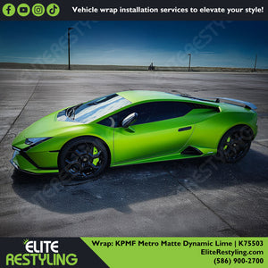 
              KPMF K75500 Metro Matte Dynamic Lime Vinyl Wrap | K75503 finished vehicle wrap photo 2
            